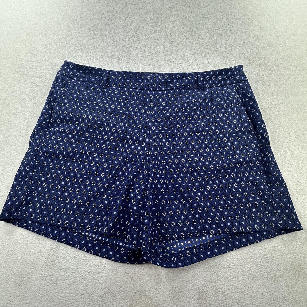Spanx Sunshine Shorts Womens XL Blue Geometric 7" Chino Stretch Pull On Casual